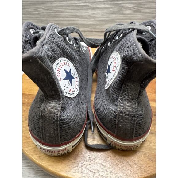 Converse Shoes Womens 9 Chuck Taylor All Star High Top Crochet Sneakers Gray - Picture 5 of 10